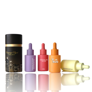 High quality 30ml 50ml 60ml Matte black glass dropper beard oil bottles with black gift paper tube box custom logo
