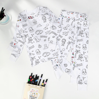 Individuell Farbgestaltbare Pyjamas DIY Handbemalte Schlafanzüge für Jungen und Mädchen Lustiges Zweiteiliges Pyjama-Set zum Ausmalen für Kinder