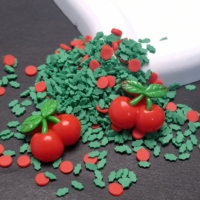 1000g/zakje Kersen Fruit Thema Polymeerklei Schijfjes Groen Rood Kleur Serie Zachte Klei Sprinkles voor Scrapbooking Feestdecoratie