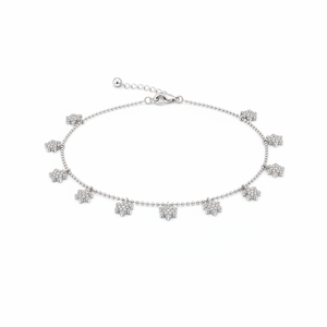 Snowflake Minimalist Charms Clear Zircon Shaker <b>Bracelet</b> Fine Jewelry Rhodium Plated <b>Ball</b> Chain Wholesale 925 Sterling Silver - Product Image 2