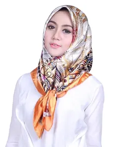 Baju Muslim, Syal Panjang Wanita Jilbab Satin Cetakan Sutra Jilbab Muslim 2020