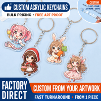 Porte-clés en acrylique anime personnalisé, impression d'art personnalisée, acrylique brillant de 3 mm, impression UV, fermoir à déclenchement, fabrication directe OEM