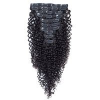 Extensions de cheveux humains à clips, cheveux vierges brésiliens Remy 3A 3B 3C, afro bouclés crépus, noir naturel