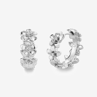 Zierliche 925 Sterling Silber Blumen-Creolen mit Zirkonia, 18K Vergoldet, Damen-Schmuck