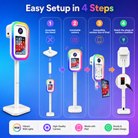 Cabina de Fotos Portátil con Cámara DSLR, Marco Metálico Ovalado, Impresión Instantánea, Compatible con iPad, para Fiestas de Cumpleaños