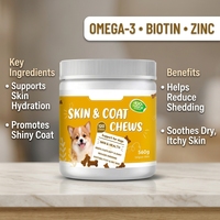 Friandises pour la peau et le pelage du chien, complément Omega 3, biotine et vitamine E pour la fourrure, la peau et les ongles, pour une fourrure brillante, une peau saine et une réduction de la chute des poils