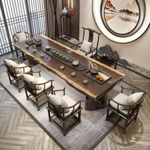 Juego de Mesa y Sillas de Té de Madera Maciza Estilo Chino, Mesa de Té Kung Fu de Madera Original, Muebles para Preparar Té en Casa u Oficina - Product Image 2