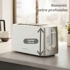 Ts-Doblemaxi Tostapane a Doppia Fessura Extra Largo 1400W Bianco con 7 Livelli di Potenza - Product Image 1