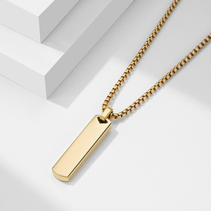 Collar con Colgante Rectangular de Acero Inoxidable de 40 mm, Geométrico, Unisex, Joyería para Regalo - Product Image 2