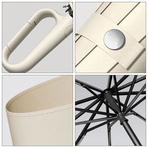 Foldable Ring Buckle Solid Colors Uv Resistant <b>Windproof</b> Automatic Folding <b>Umbrella</b> With Hook Handle - Product Image 5