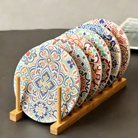 Sous-plat en céramique mate OEM avec base en liège, résistant à la chaleur, 12 cm, design original, protection de table de cuisine, impression UV personnalisée, vente en gros