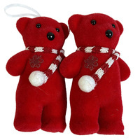 Décoration de Noël : Pendentif ours de dessin animé réaliste et mignon, en peluche super douce, avec écharpe, créatif