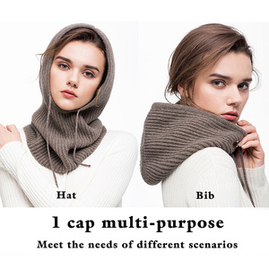 <span class=keywords><strong>Cagoule</strong></span> d'hiver <span class=keywords><strong>tricot</strong></span>ée pour <span class=keywords><strong>femme</strong></span> avec cache-oreilles, bonnet, masque et col cache-cou intégré, réglable - Product Image 5