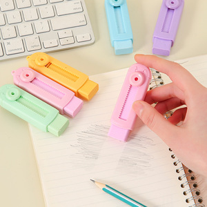 Ensemble d'effaceurs Push Pull en caoutchouc coloré rechargeable pour étudiants et enfants, papeterie - Product Image 1