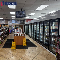 Réfrigérateur à bière avec porte vitrée et compartiment de stockage froid pour station-service, épicerie et stockage de boissons