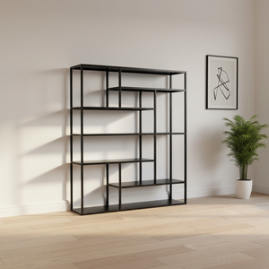 <span class=keywords><strong>Étagère</strong></span> de rangement noire mate à 5 niveaux en métal pour la <span class=keywords><strong>maison</strong></span>, nouveaux matériaux, support personnalisable, vente au détail multi-niveaux - Product Image 6