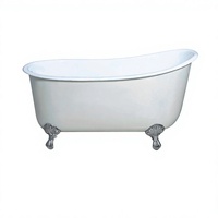 Baignoire autoportante traditionnelle en fonte blanche avec pieds chromés, modèle HM-70