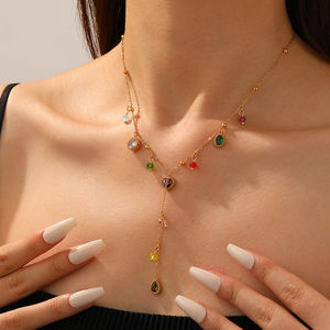 Fatingna Polyvalent Simple Femmes En Acier Inoxydable Pendentif Collier Goutte D'eau Géométrique Couleur pour Doux Amour Bijoux - Product Image 2