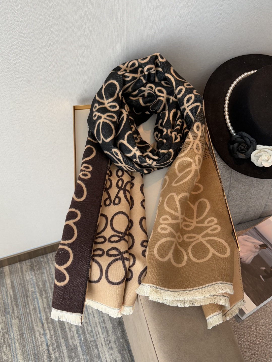 Dark brown light camel & - 65*180cm