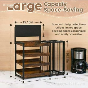Étagère de rangement portable en bois pour collations, 4 niveaux, multi-usages, pour contenants alimentaires - Product Image 4