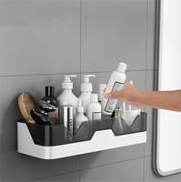Lot de 2 étagères de salle de bain murales non perforées pour table de douche et rangement de toilette