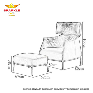 SPARKLE Italian King designer décontracté chaise simple en cuir villa canapé chaise avec pouf - Product Image 6