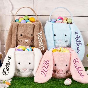 Panier de Pâques personnalisé avec nom brodé, cadeau pour enfants, panier en peluche douce classique pour bonbons et friandises, garçons et filles - Product Image 5
