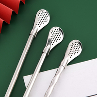 Cuillère à paille en acier inoxydable 18/8, cuillère pour boisson bar filtre à café, cuillère paille à thé 1 pièce