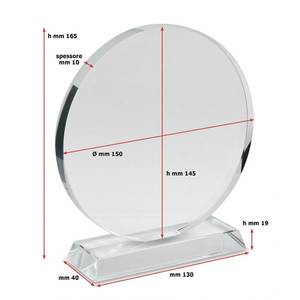 Trofeo in Vetro da 19mm con Base da 150mm, Stampa UV, Design Liscio per Premi e Regali di Benvenuto - Product Image 3