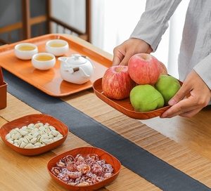 Popolare Vassoio Quadrato in Melamina Stile Cinese con Effetto Legno per Snack, Frutta Secca e Dolci - Product Image 2