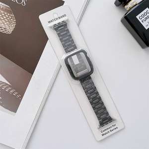 Bracelet Design en céramique pour Iwatch série 7 Se 6 44mm, bracelet en plastique à trois perles de couleur unie + boîtier pour <span class=keywords><strong>Apple</strong></span> <span class=keywords><strong>Watch</strong></span> 45mm, bracelet PC - Product Image 5