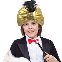 Sombrero árabe divertido de plumas étnicas indias de color brillante dorado, estilo europeo-americano, para playa, invierno, disfraz de actuación