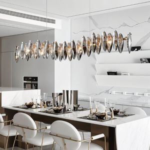 Lustre en cristal de luxe moderne au design simple, grande suspension en verre et fer pour la maison, le restaurant, la chambre, l'hôtel et le bureau. - Product Image 6