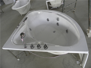 Bañera de pie esquinera con faldón aislado, bañera de Spa con chorro, doble bañera de remojo profundo - Product Image 4