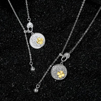 Pendentif en argent sterling 925, motif trèfle, multicolore, artistique, vintage, minimaliste, plaque ronde, cadeau de fiançailles, vente en gros