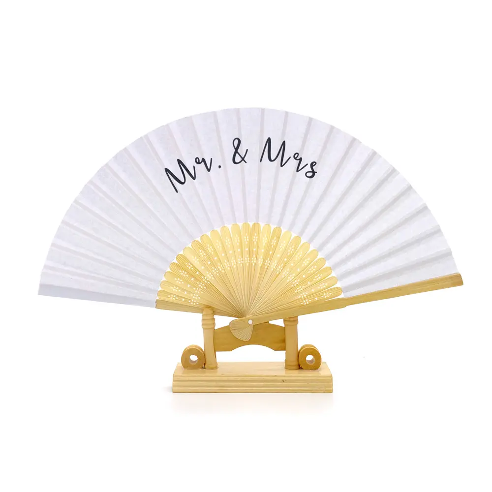 Ventilador de mano portátil, accesorio personalizado para decoración de boda, fiesta, promoción, alta calidad