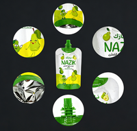 Emballage liquide rechargeable en sachet à bec verseur en aluminium et plastique personnalisé pour jus de fruits, boissons, vinaigrettes, yaourts, gelées