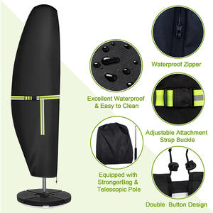 Parapluie droit vert fluorescent pour jardin avec poteau télescopique et bases étanches 2 boucles à ressort - Product Image 3