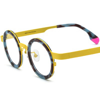 Lunettes correctrices de luxe faites à la main, personnalisées en Chine, dernier modèle, impression dorée, acétate de bonne qualité, jaune, rouge, bleu, vert pour les fêtes