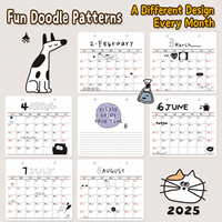 Calendrier de bureau Doodle 2027 avec reliure à anneaux, pages intérieures remplaçables, calendrier numérique pour la maison, le bureau et l'enregistrement des dates