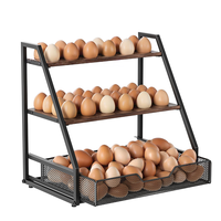 Support de rangement pour œufs en bois à 3 niveaux style ferme, panier en fil métallique pour comptoir, présentoir organisateur d'œufs frais, vente en gros