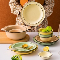 Service de table en céramique de porcelaine écologique et sûr avec logo personnalisé, style nordique, pour hôtel, sous-glaçure, vaisselle de mariage