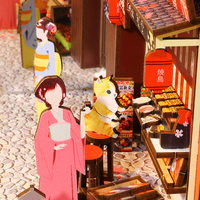 CAYI Nook Book 3d Puzzle en bois Style japonais Sakura Town Book Nook Kit Serre-livres Diy Miniature House Kit Booknook Shelf Insert
