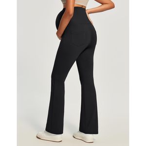 Pantalon de maternité pour femme, taille haute, extensible, coupe droite, avec poches, respirant, pour la grossesse et le travail - Product Image 2