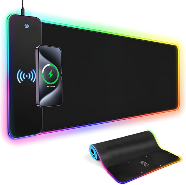 RGB Luminous Wireless Charging Mouse Pad 15W Large Size Gaming RGB Fast-Charging Desk Pad for ESports