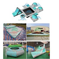 Protection solaire loisirs PVC gonflable maison de bateau de baignade plate-forme de ponton Sports nautiques pour adultes île flottante avec tente