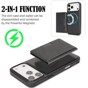 Luxe magnetische afneembare 2-in-1 lederen hoes met portemonnee en kaarthouder voor iPhone 17 Pro Max, iPhone 17, 16, 15, 14, 13, 12 - Product Image 3