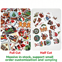 Feuille d'autocollants de Noël holographiques imperméables Honli, autocollants en PVC découpés à la forme, 47 pièces, cadeau pour enfants, scrapbooking, bricolage