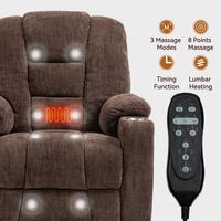 Fauteuil inclinable électrique robuste en chenille marron, grande capacité de charge 350 lbs, avec deux ports USB et porte-gobelets