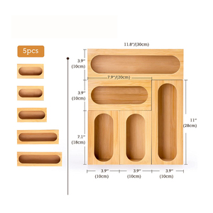 Bamboo Food Storage Bag Holders Premium Bamboo Kitchen Drawer Organizer for food storage bag